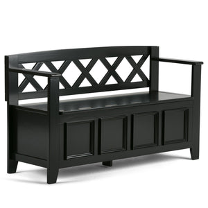 English Elm Amherst Solid Wood Entryway Storage Bench - Stylish Black Seat With Hidden Storage For Two B136P158267