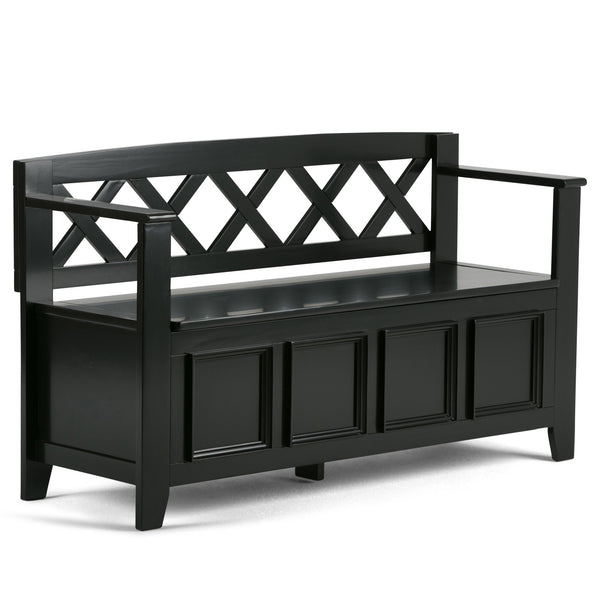 English Elm Amherst Solid Wood Entryway Storage Bench - Stylish Black Seat With Hidden Storage For Two B136P158267