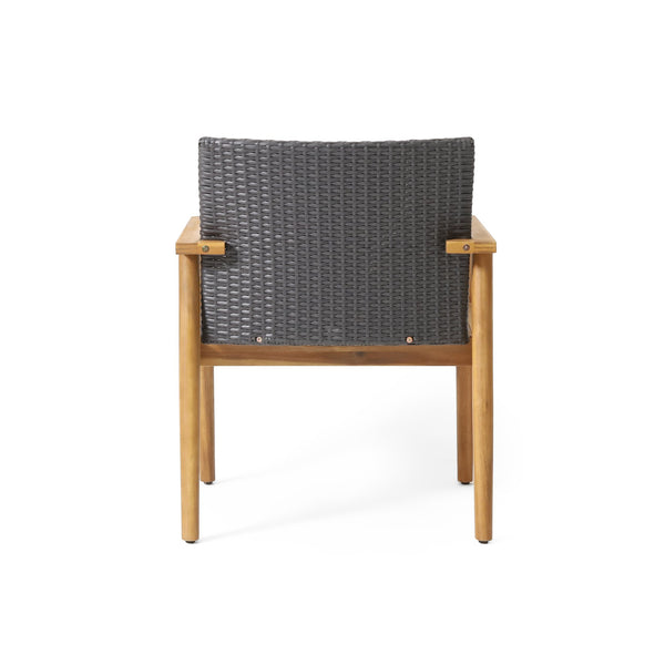 English Elm Christopher Knight Home® - BRYAN Acacia Club Chair Set of 2 - Natural Wicker Seating, Durable Metal & Wood Frame, Outdoor Comfort 71509.00GRY