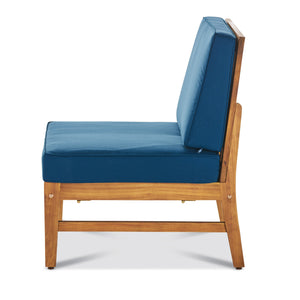 English Elm Perla Armless Accent Chair Tailored Low Profile Upholstered Seat for Living Room Blue 58941.00MBLU