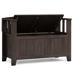 English Elm Acadian Handcrafted Entryway Storage Bench with Lift-Top Seating, Solid Wood, Transitional Design Dark Brown B136P158298