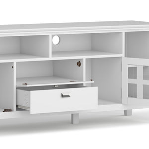 English Elm Artisan 72" White Tv Media Stand – Handcrafted Solid Wood With Modern Storage & Cable Management Solutions B136P158428