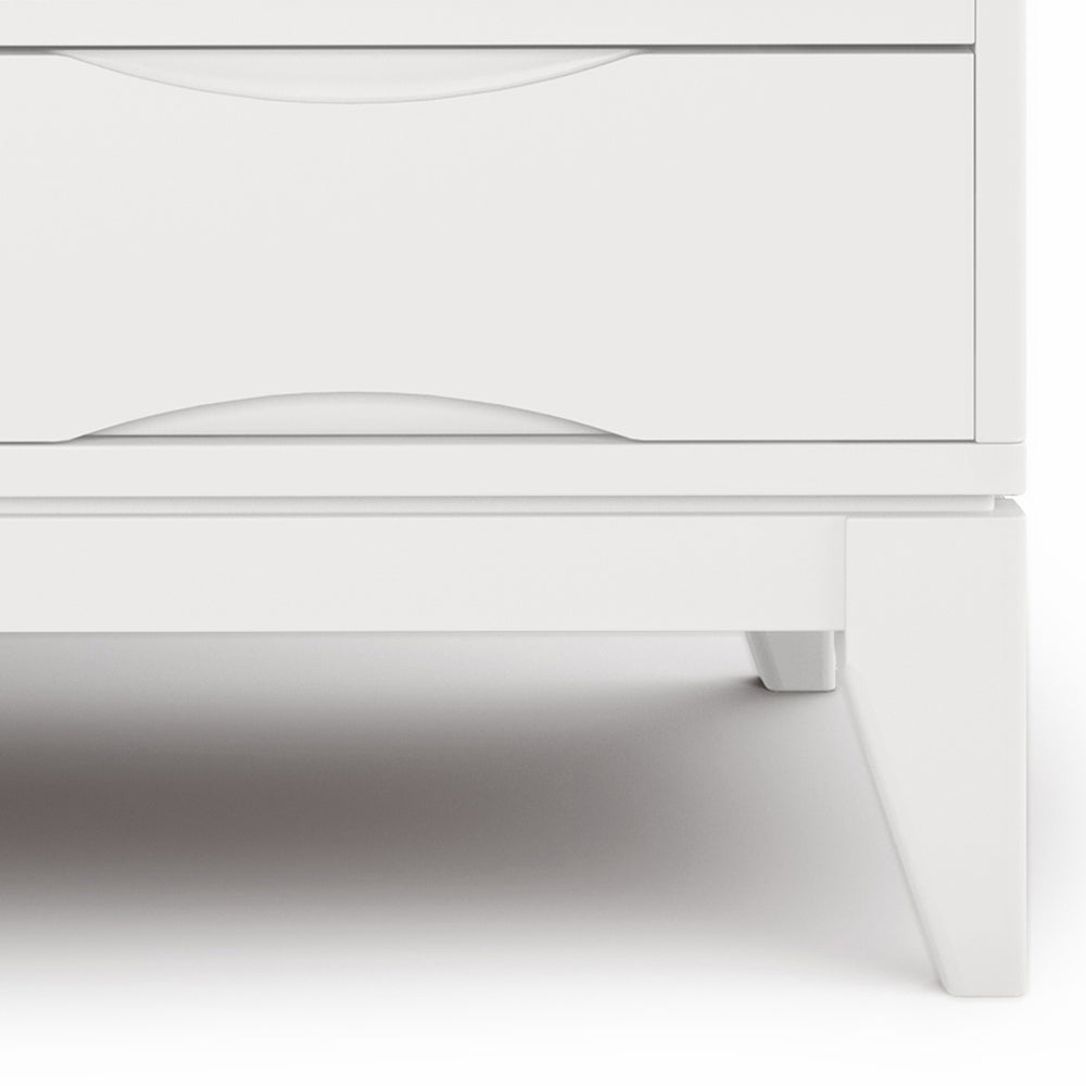 English Elm Harper Mid Century TV Media Stand for 65" TVs, Solid Rubberwood, Notched Drawers & Cord Management White B136P158725