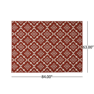 English Elm Christopher Knight Home® - MERIDIAN Durable 5703R Red Polypropylene Area Rug 5'3" x 7' Machine Woven Loop Pile, Easy Care 65855.00