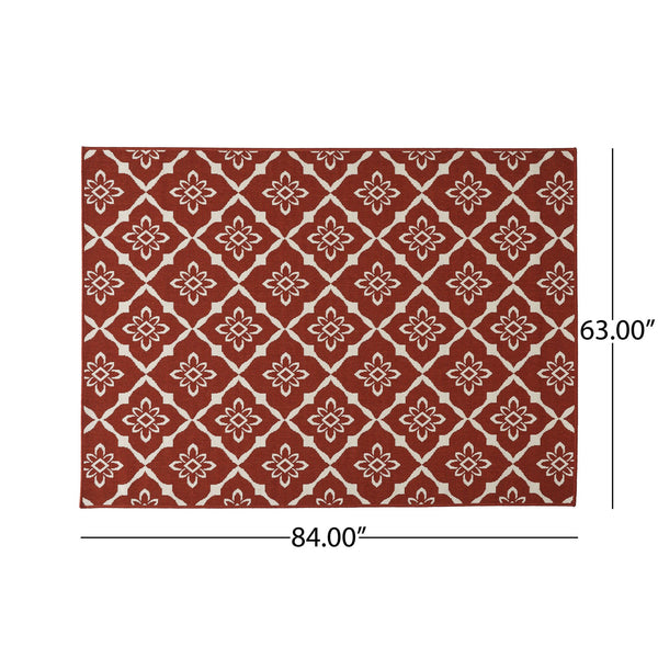 English Elm Christopher Knight Home® - MERIDIAN Durable 5703R Red Polypropylene Area Rug 5'3" x 7' Machine Woven Loop Pile, Easy Care 65855.00
