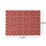 Christopher Knight Home® - Noble House - Tallevast Outdoor 5'3" X 7' Trellis Area Rug, Red and Ivory