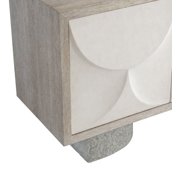 Bernhardt Bernhardt Flaxen Lunula Entertainment Credenza With Textured Cast-Resin Doors, Concrete Bases, Ample Storage 309880