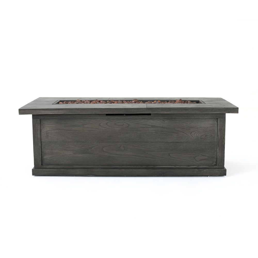 English Elm 56" Outdoor Rectangular Propane Fire Pit 50000 Btu Mgo Concrete Wood Grain Patio 57570.00GRY-50K