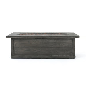 English Elm 56" Outdoor Rectangular Propane Fire Pit 50000 Btu Mgo Concrete Wood Grain Patio 57570.00GRY-50K