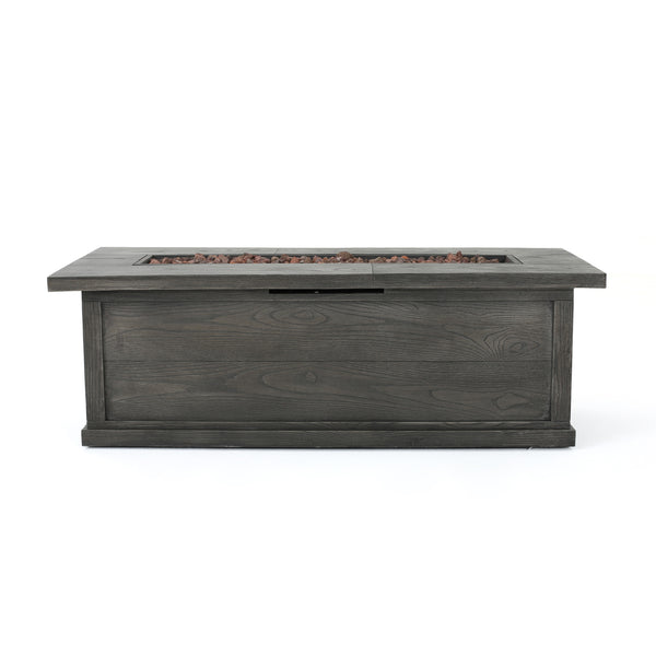English Elm 56" Outdoor Rectangular Propane Fire Pit 50000 Btu Mgo Concrete Wood Grain Patio 57570.00GRY-50K