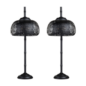Crestview Collection 37.5"H Sleek Metal Buffet Lamp With Woven Rattan Shade For Stylish Home Décor And Illumination   Cvnam774a