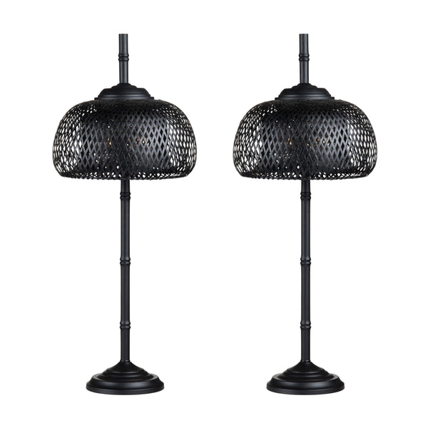 Crestview Collection 37.5"H Sleek Metal Buffet Lamp With Woven Rattan Shade For Stylish Home Décor And Illumination   Cvnam774a
