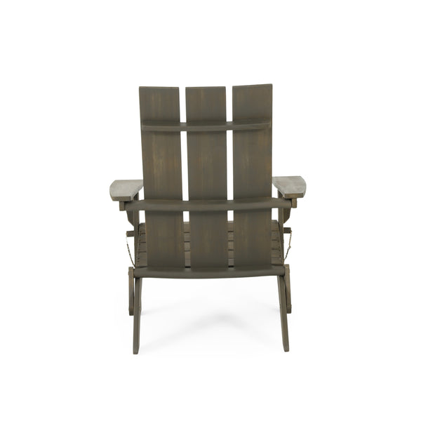 English Elm Zuma Solid Acacia Foldable Adirondack Chair Rustic Outdoor Lounger for Deck or Patio 68319.00GRY