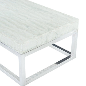 Bernhardt Bernhardt Acrylic-Top Arctic Cocktail Table With Ice-Like Grain, Polished Stainless Base, 55.25"W X 17.25"H 375023