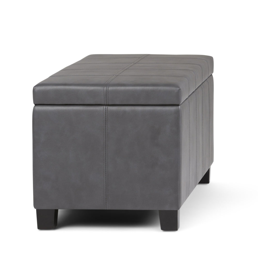 English Elm Dover Storage Ottoman Bench - Versatile Stone Grey Faux Leather With Hidden Storage & Comfort B136P159042