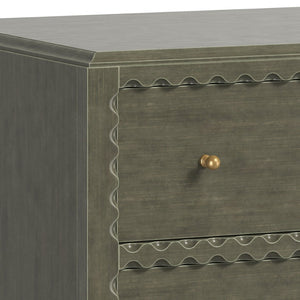 A.R.T. Furniture Harbor Accent Chest in Weathered Sage Green - Rustic Charm with Scalloped Trim & Three Drawers 338397-2718