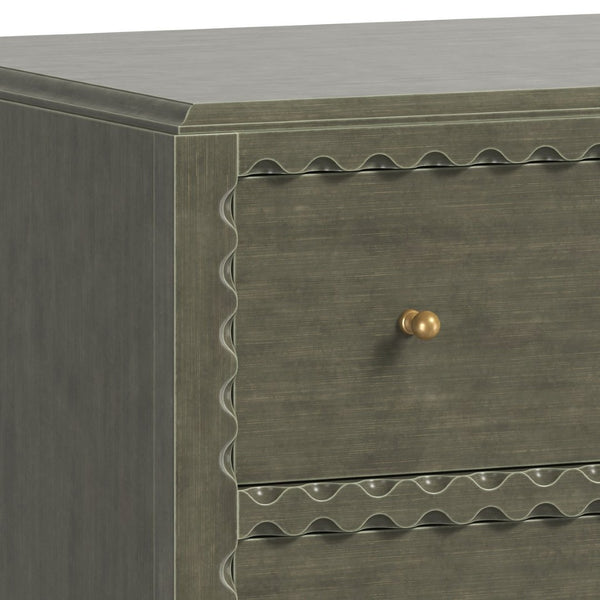A.R.T. Furniture Harbor Accent Chest in Weathered Sage Green - Rustic Charm with Scalloped Trim & Three Drawers 338397-2718