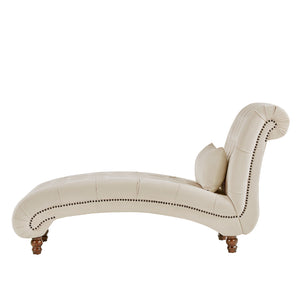 Homelegance By Top-Line Pietro Tufted Oversized Chaise Lounge Beige Velvet