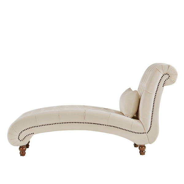 Homelegance By Top-Line Pietro Tufted Oversized Chaise Lounge Beige Velvet