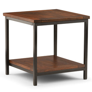 English Elm Skyler End Table - Handcrafted Dark Cognac Brown With Solid Mango Wood & Industrial Metal Frame B136P158239-GIGA