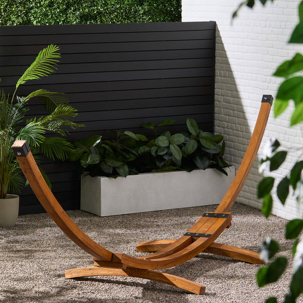 English Elm Richardson Curved Arc Larch Wood Hammock Stand Outdoor Hardwood Frame Holds 400 Lbs 54883.00BSE