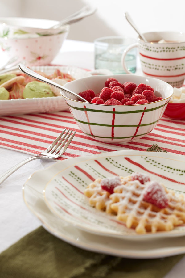 Lenox Bayberry Mugs, Set of 4 Red & Green, IVORY PORCELAIN 895261