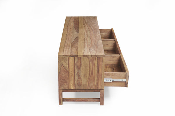 Porter Designs Porter Urban Solid Sheesham Wood Tv Stand - Modern Design, Sustainable, Natural Finish For Home Elegance Brown Wood 06-117-03-1436