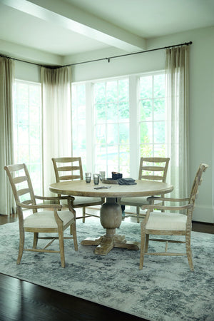 Bernhardt Bernhardt Rustic Patina Ladderback Side Chair Sand Finish — Cerused White Oak, Upholstered Slip Seat, Distressed Elegance 387555