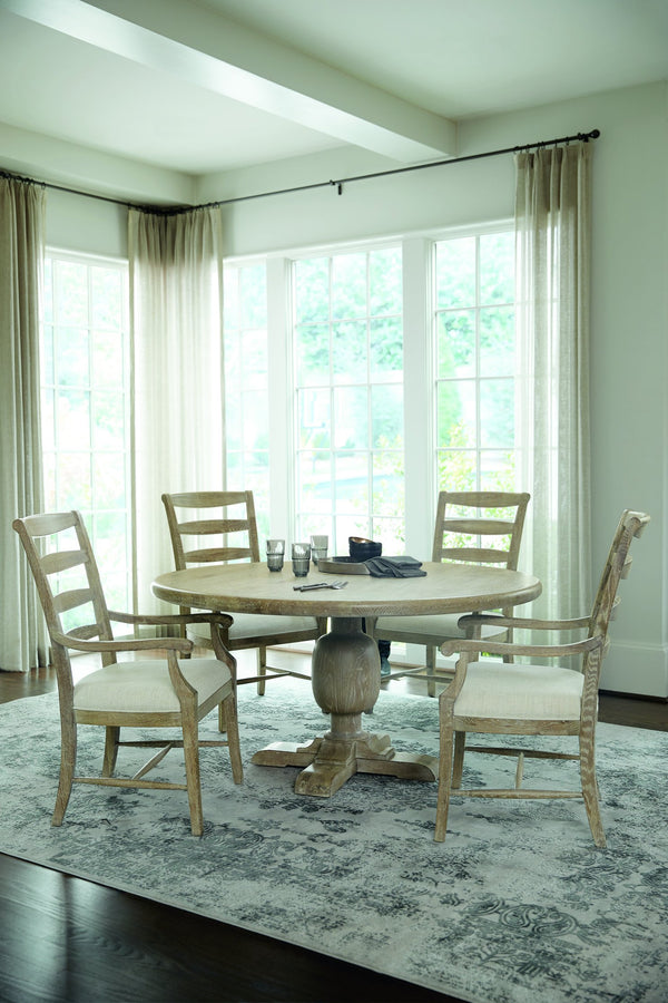 Bernhardt Bernhardt Rustic Patina Ladderback Side Chair Sand Finish — Cerused White Oak, Upholstered Slip Seat, Distressed Elegance 387555