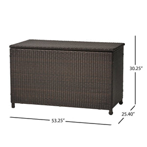 English Elm Blake Outdoor Wicker Storage Box with Wheels for Patio Cushions and Garden Gear 54153.00BRN