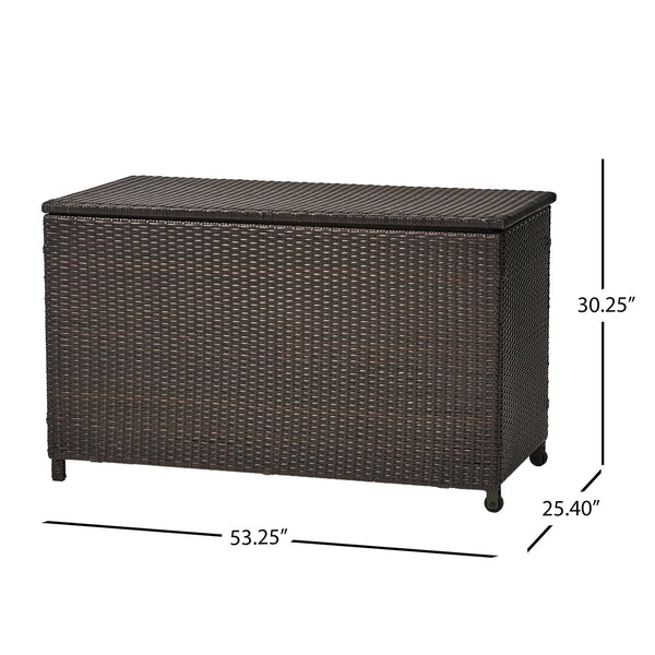 English Elm Blake Outdoor Wicker Storage Box with Wheels for Patio Cushions and Garden Gear 54153.00BRN