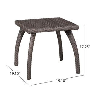 English Elm Christopher Knight Home® - HONOLULU Rattan Side Table with Powder-Coated Iron Frame – Compact 17.75" Square Accent Table, Stylish Brown 57555.00IRN