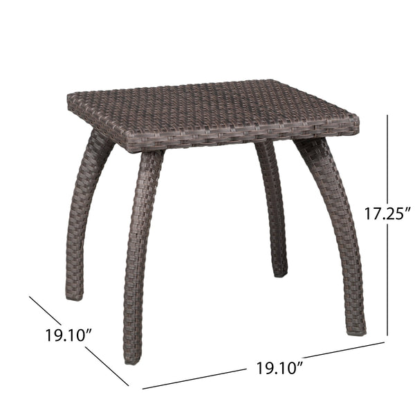 English Elm Christopher Knight Home® - HONOLULU Rattan Side Table with Powder-Coated Iron Frame – Compact 17.75" Square Accent Table, Stylish Brown 57555.00IRN