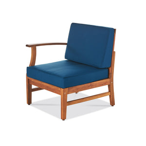 English Elm Perla Armless Accent Chair Tailored Low Profile Upholstered Seat for Living Room Blue 58941.00LBLU
