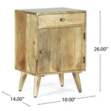 Christopher Knight Home® - Noble House - Lytle Boho Handcrafted Mango Wood Nightstand With Storage, Natural