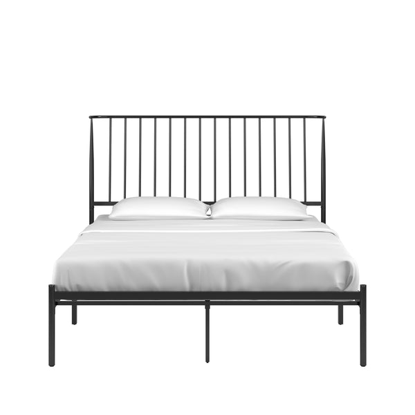 Homelegance By Top-Line Dante Metal Platform Bed with Curved Metal Headboard Black Metal
