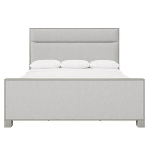 Bernhardt Bernhardt Stratum Panel Bed King — Mist Wood Frame With Upholstered Headboard, Glamorous Transitional Elegance K1898