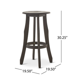 English Elm Christopher Knight Home® - PIKE Dark Gray Acacia Barstools Set of 2 — 30" Backless Outdoor Water-Resistant Contemporary Seats 60810.00
