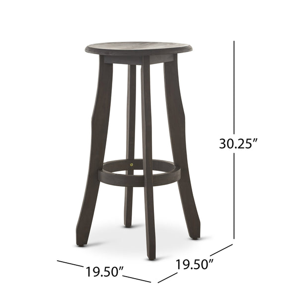 English Elm Christopher Knight Home® - PIKE Dark Gray Acacia Barstools Set of 2 — 30" Backless Outdoor Water-Resistant Contemporary Seats 60810.00
