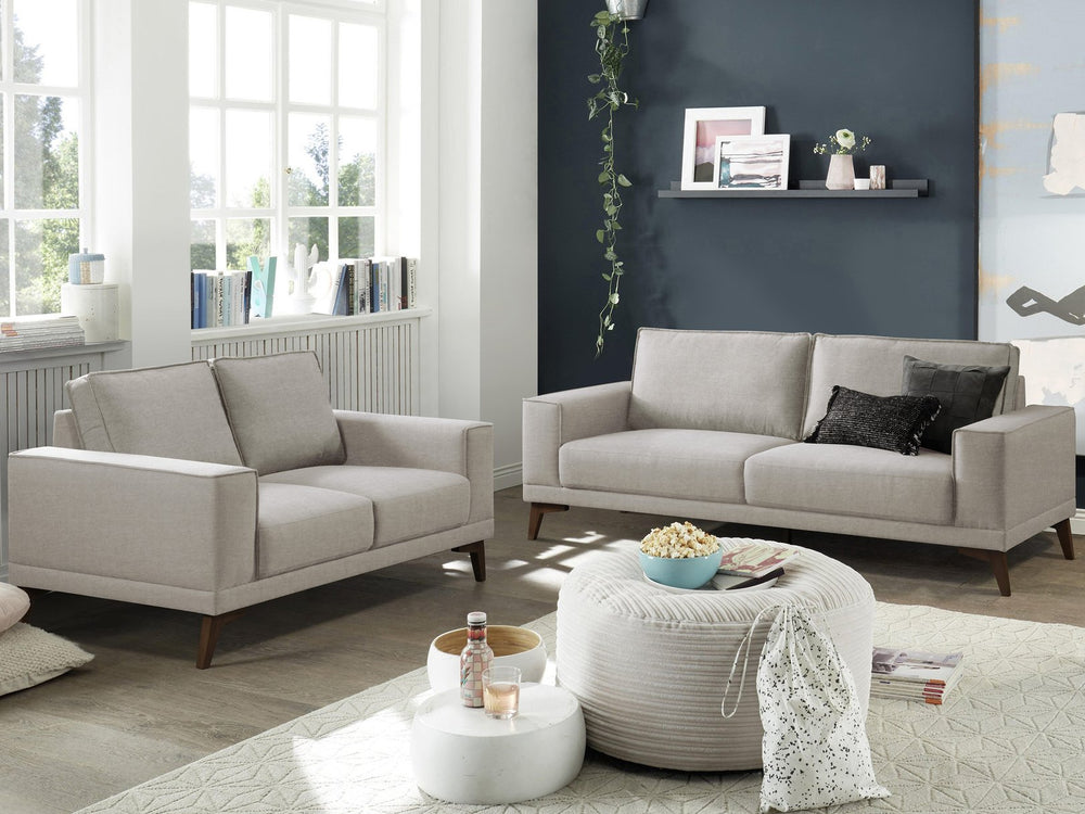 Porter Designs Porter Jarrett Modern Upholstered Sofa & Loveseat Set, Light Grey, Stylish Comfort For Any Space Cream Fabric 01-216-01-7664