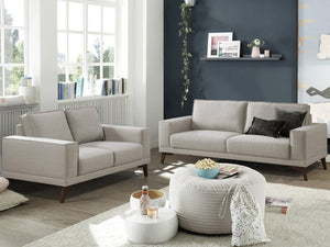 Porter Designs Porter Jarrett Modern Upholstered Sofa & Loveseat Set, Light Grey, Stylish Comfort For Any Space Cream Fabric 01-216-01-7664