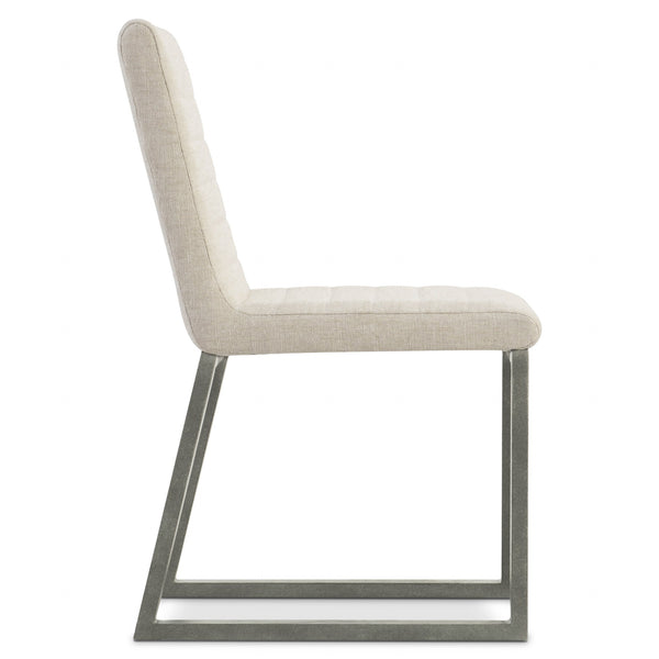 Bernhardt Bernhardt Tribeca Upholstered Side Chair With Horizontal Channeling And Textured Aluminum Sled Frame 333541