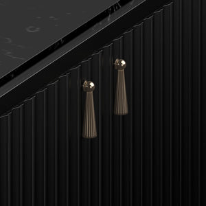 A.R.T. Furniture Eave New Traditional Sideboard In Ebony Black With Gold Tassel Pulls & Black Marble Top Elegance Black Material(S), Poplar And Parawood Solids,Black Marquine Marble 336251-1818