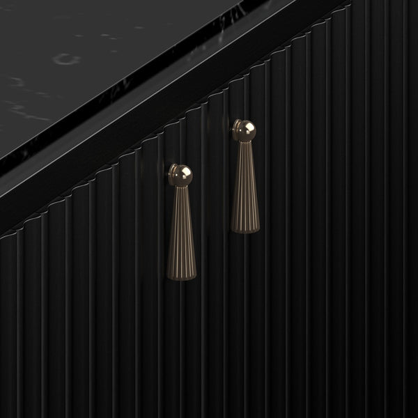 A.R.T. Furniture Eave New Traditional Sideboard In Ebony Black With Gold Tassel Pulls & Black Marble Top Elegance Black Material(S), Poplar And Parawood Solids,Black Marquine Marble 336251-1818