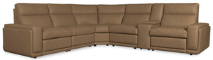 Hooker Furniture Simone Six Piece Leather Power Reclining Sectional with Bluetooth and Storage Console SS757-6PC3-085