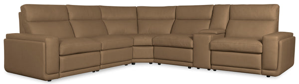 Hooker Furniture Simone Six Piece Leather Power Reclining Sectional with Bluetooth and Storage Console SS757-6PC3-085