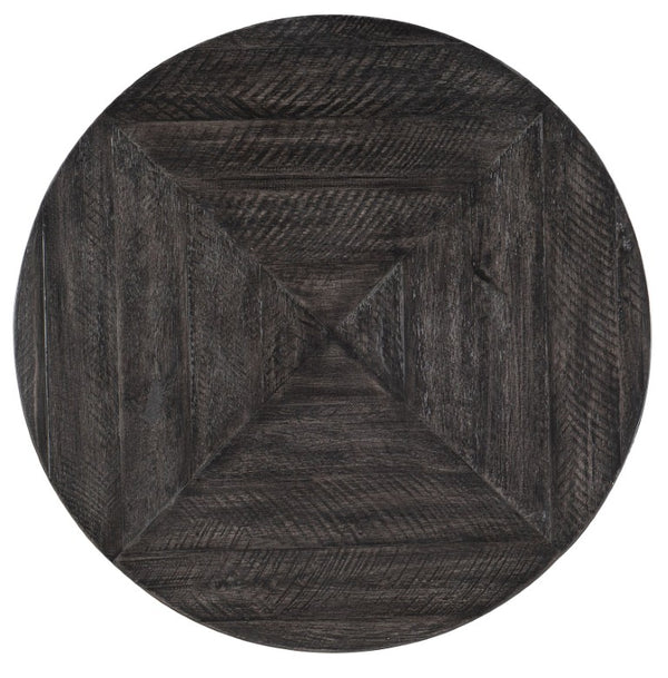 Hooker Furniture St. Armand Acacia Round End Table — Distressed Black Top, Brushed Pewter Base, Rustic Industrial Charm 5601-80113-BLK