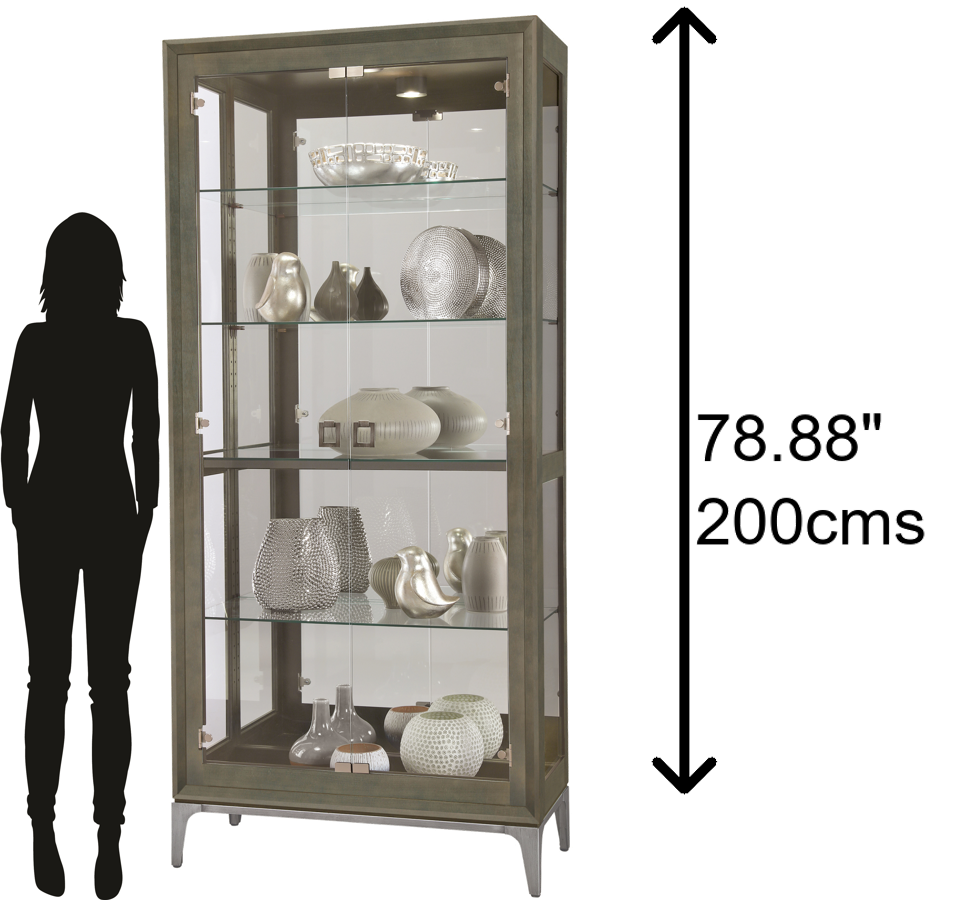 Hekman Furniture 680693 Sheena Ii Curio Cabinet - Elegant Glass Display With Adjustable Shelves & Mirrored Back Design Smoke Grey Sheena Iii Curio Cabinet 680694