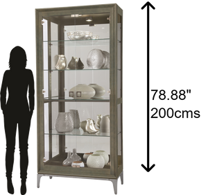 Hekman Furniture 680693 Sheena Ii Curio Cabinet - Elegant Glass Display With Adjustable Shelves & Mirrored Back Design Smoke Grey Sheena Iii Curio Cabinet 680694