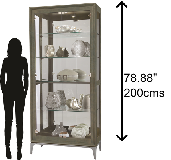 Hekman Furniture 680693 Sheena Ii Curio Cabinet - Elegant Glass Display With Adjustable Shelves & Mirrored Back Design Smoke Grey Sheena Iii Curio Cabinet 680694